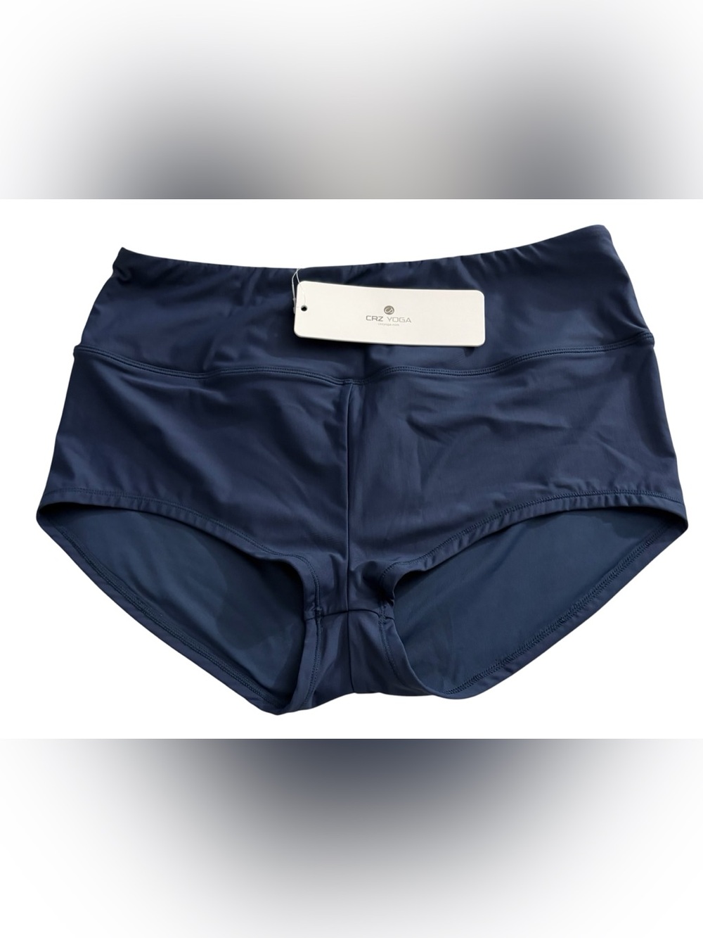 CRZ YOGA Womens M 8/10 High Rise Boyshort Bikini Bottom Swim Shorts Blue NWT
